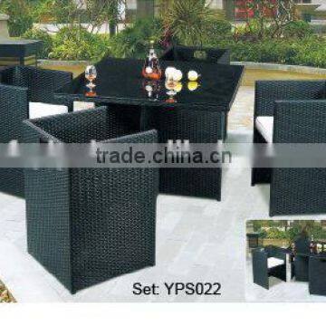 outdoor garden unique design space saving leisure rattan wicker chairs table dining set YPS022