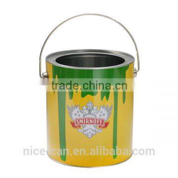 High Quality Chinese Factory Round Paint Tin Can with Handle