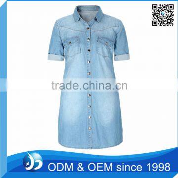 Customized Women Denim Shirt Dress Shirt