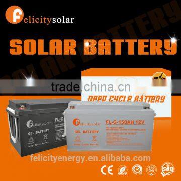 Felicitysolar solar home system use high quality 150ah GEL 12v solar battery
