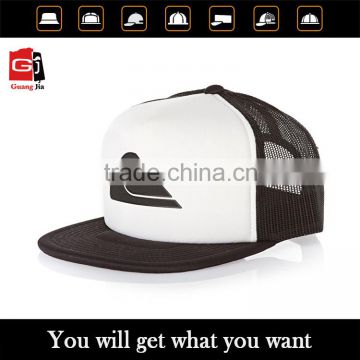 Promotional Black And White Plain Blank Printied 3D Embroidery Flat Billl Foam Cheap Custom Mesh Trucker Cap Wholesale