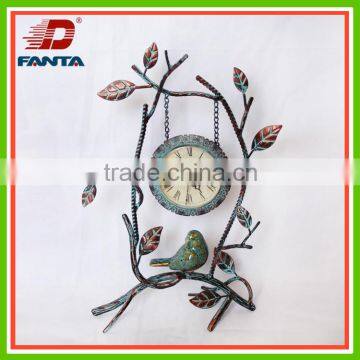 Creative shabby chic metal table bird clock for decoration