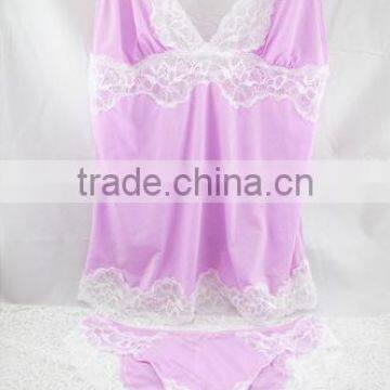 High Quality Sexy Lace Trim Sleepwear Camisole Set (EPB299)