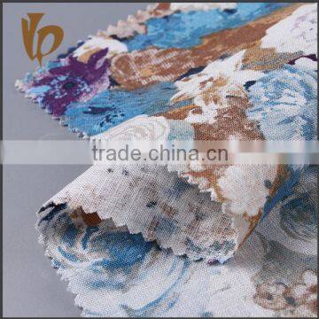 Shaoxing flower printing fabric linen and viscose rayon fabric for woman dress