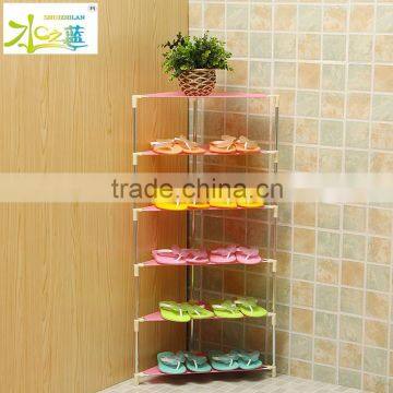 Simple corner plastic storage shoe rack