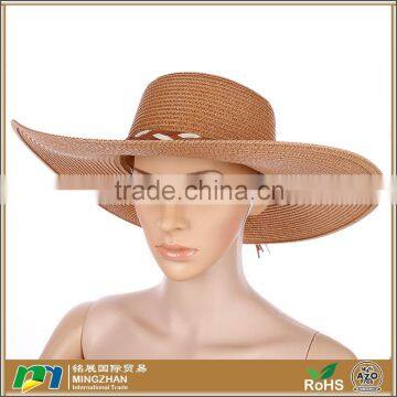 Women's fashion sombrero design sun protection straw hat with wind lanyard