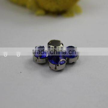 8mm Cobalt color Flat Back Hand sewing Glass Rhinestone with Claws