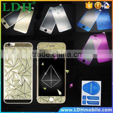 3D Diamond Colorful Screen Protector Case Film OR Front+Back Tempered Glass Mirror Effect Color for Iphone 4 4S 5 5S 6 6S Plus