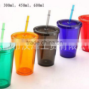 Hot summer new double suction cup 450ml plastic suction cup juice cup of Starbucks