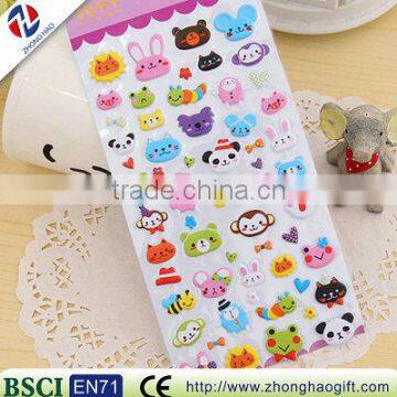 Cute Animal Faces Puffy Sticker for Kids