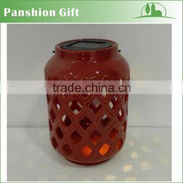 Garden rechargeable outdoor solar ceramic lantern