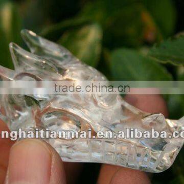 Wholesale The Latest Crystal Carving Dragon Skull / Clear Quartz Crystal Carving Skull Ornament/Hand Made Healing Crystal Skull