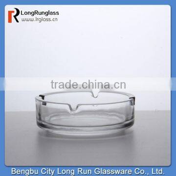 LongRun wholesale 4'' plain design round glass ashtray in clear