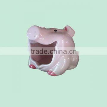wholesale warehouse pink pig glazed ceramic scrubber holder