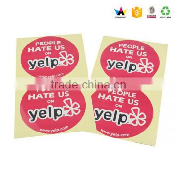 Colorful customized logo 3m round sticker