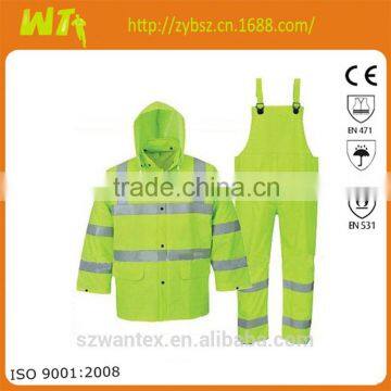 hot sale hi visibility reflective working safety polyester with pvc raincoat for man