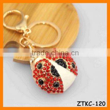 2014 Cute Animal Rhinestone Coccinella Key Chain, Gift Bag Pendant ZTKC-120