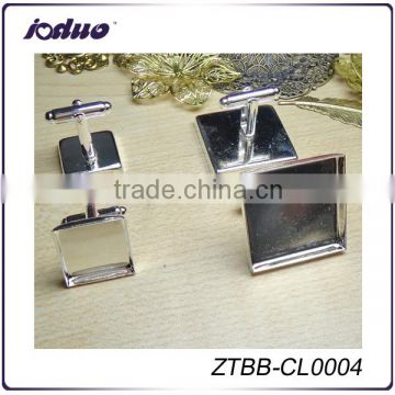 2016 Wholesale High quality 16/18/20/25MM Square Silver Plated Flat Cufflink Blanks