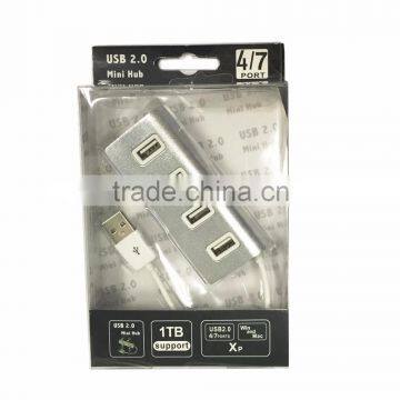 High-end Mini Silver Metal 4 Ports 2.0 USB Hub Aluminium photo-5