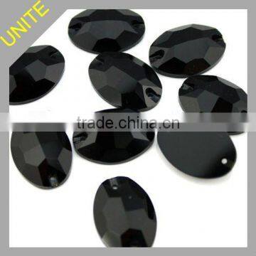 High Quality Jet Oval Sew On Rhinestone DIY Accessories