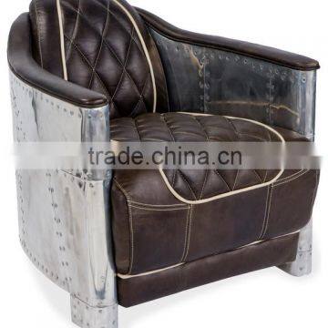 Industrial Black Leather Arm Chair