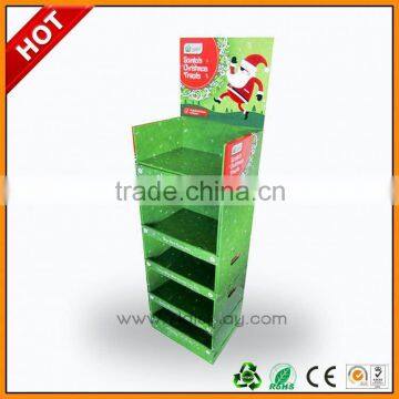 christmas 3 tiers floor cardboard display ,christmas tree decoration ,christmas standing display