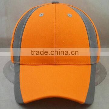 3M light-reflecting neon orange cap 8 panels cap 58cm for adult with hook and loop adjust back.