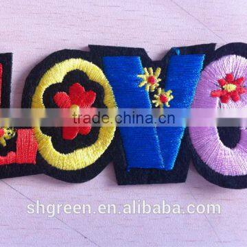 Black felt embroidery love logo patch for hats