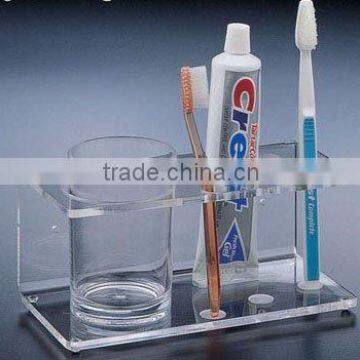 acrylic organizer for cup and toothbrush