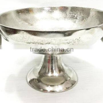 Aluminium Fruit Bowl, Footed Bowl with Handle, Unique Fruit Bowl