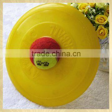 2015 pet toy funny plastic frisbee with tennis ball