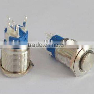 19mm ring led stainless steel push button switch with high flat head