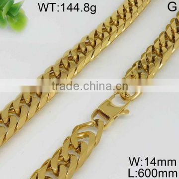 Stainless steel simple men golden chain necklace