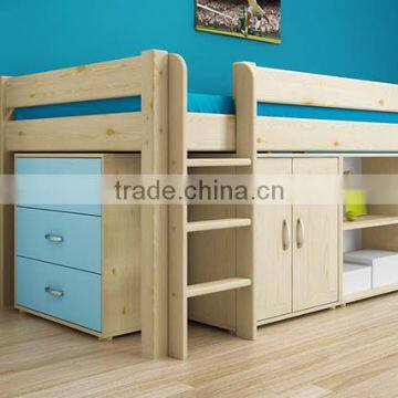 Hot selling children bed new design solid wood material kids bunk bed