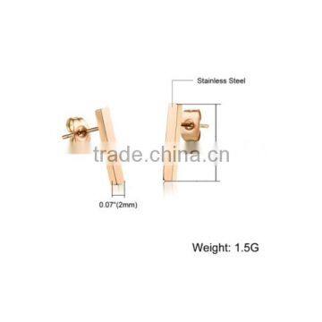 Hot Sale Gold Plated Square Bar Stud Earrings photo-2