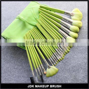 24 pcs lawngreen cosmetic brushset Professional brush kit lemonchiffon pu bag