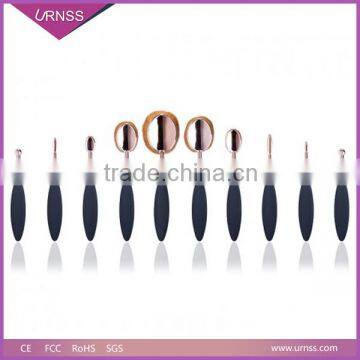 Professional Rose Gold Handle Oval Toothbrush Makeup Brushes Set