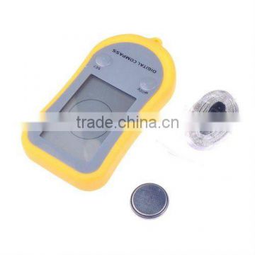 LCD Display Plastic Digital Compass Clock Thermometer Yellow and Silver