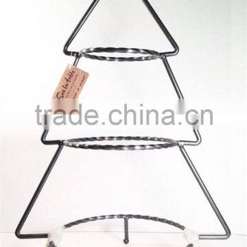 3 Tier Tabletop Cup Cake Stand Metal Wrought Iron Christmas Tree Stand photo-2