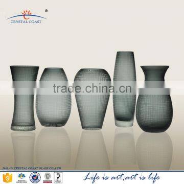 grey etching glass flower pot stand,china flower vase wholesale