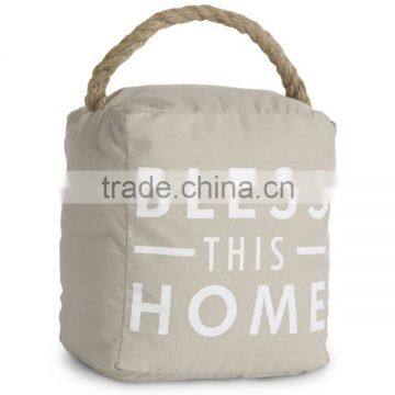 Store More Bless This Home Monogrammed Canvas Door Stopper With Rope photo-2
