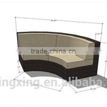 U Shaped Outdoor Patio Brown Wicker Sofa Couch With Beige Cushions photo-3