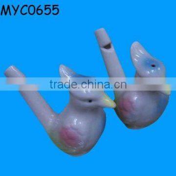 Bird shaped ceramic whistle musical instrument