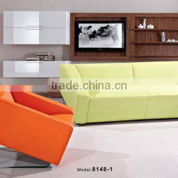 Leisure Yellow Orange Single Double Leather Sofa