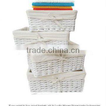 white wicker storage basket with cotton liner (factory supplier)