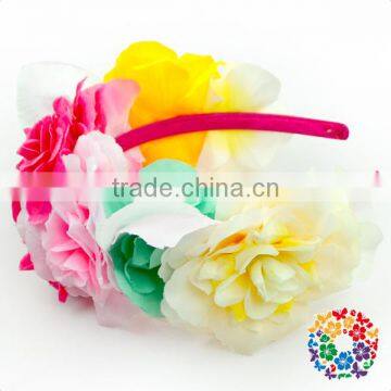 Yellow Red Blue Colorful Rose Flowers Garland Kids Party Wear Girls Head Band photo-6