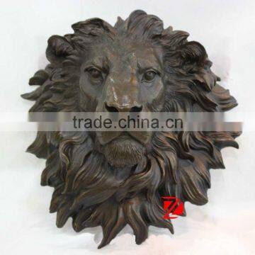 Bronze lion head relief statue