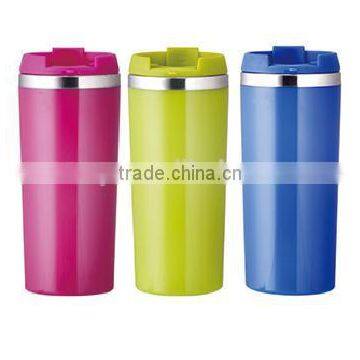 350ml/400ml/450ml Stainless Steel Inner Plastic Outer Steel Double Layer Cup photo-5
