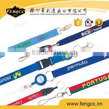 Colorful Silk Screen Printed polyester neck Lanyards With Metal Hook