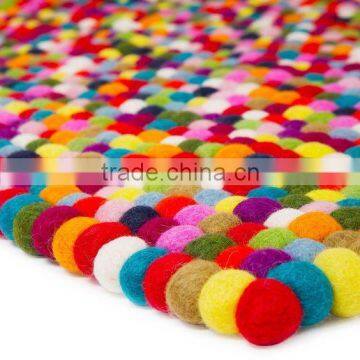 High Quality Nepal Handmade Multicolor Rectangular Felt Ball Carpet/Rug